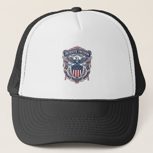 Patriotic Garden Flag Style Vector Graphic Tee_1 Trucker Hat (Front)