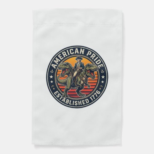 Patriotic George Washington Riding T-rex American Garden Flag