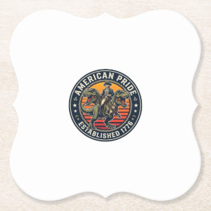 Patriotic George Washington Riding T-rex American  Paper Coaster
