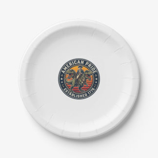 Patriotic George Washington Riding T-rex American Paper Plates