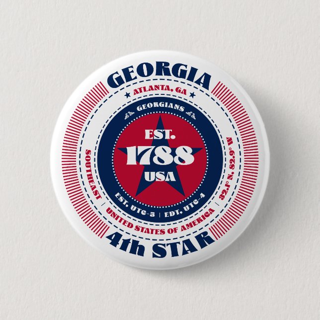 Patriotic Georgia Circle with State Details Button (Front)