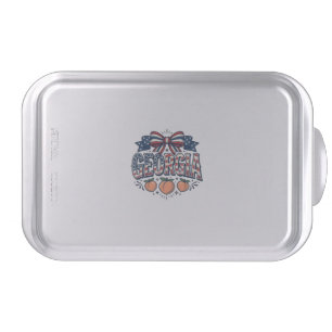 Patriotic Georgia Peach Bow Vintage 4th of July Sh Cake Pan