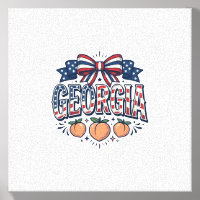Patriotic Georgia Peach Bow Vintage 4th of July Sh