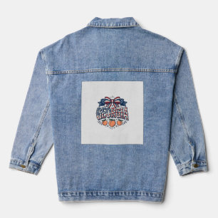 Patriotic Georgia Peach Bow Vintage 4th of July Sh Denim Jacket