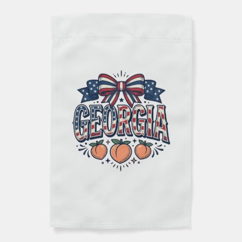 Patriotic Georgia Peach Bow Vintage 4th of July Sh Garden Flag