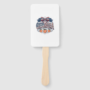 Patriotic Georgia Peach Bow Vintage 4th of July Sh Hand Fan