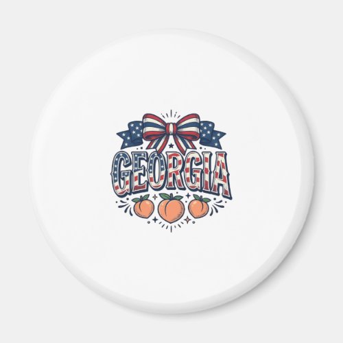 Patriotic Georgia Peach Bow Vintage 4th of July Sh Magnet