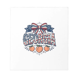 Patriotic Georgia Peach Bow Vintage 4th of July Sh Notepad