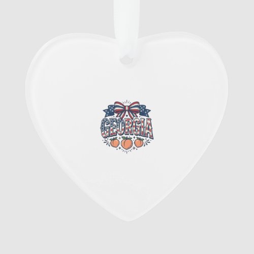 Patriotic Georgia Peach Bow Vintage 4th of July Sh Ornament