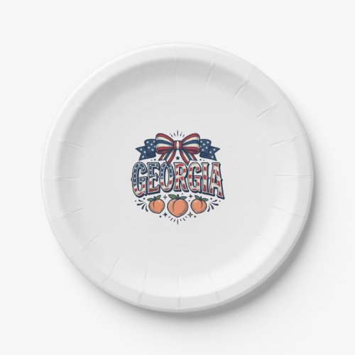 Patriotic Georgia Peach Bow Vintage 4th of July Sh Paper Plates