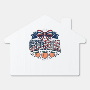 Patriotic Georgia Peach Bow Vintage 4th of July Sh Sign