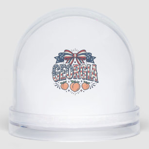 Patriotic Georgia Peach Bow Vintage 4th of July Sh Snow Globe