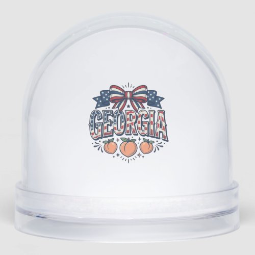 Patriotic Georgia Peach Bow Vintage 4th of July Sh Snow Globe