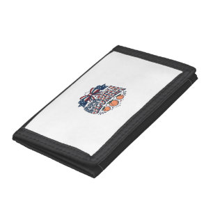 Patriotic Georgia Peach Bow Vintage 4th of July Sh Tri-fold Wallet