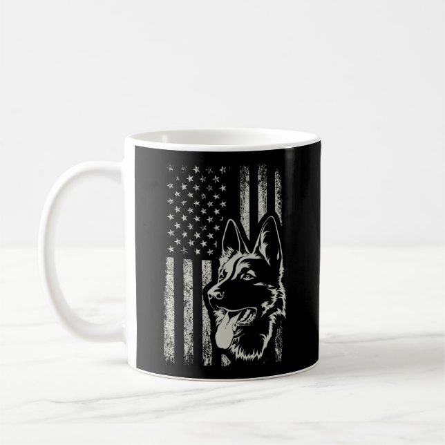 Patriotic German Shepherd American Flag Dog Lover  Coffee Mug (Left)