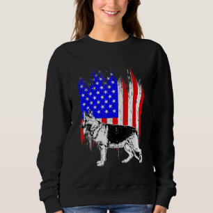 Patriotic German Shepherd American Flag Dog Lover  Sweatshirt