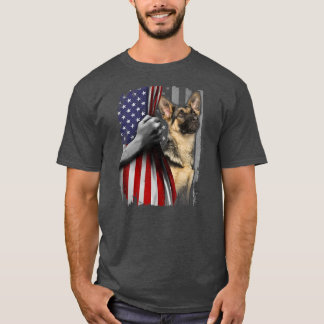 Patriotic German Shepherd American Flag Dog Lover T-Shirt