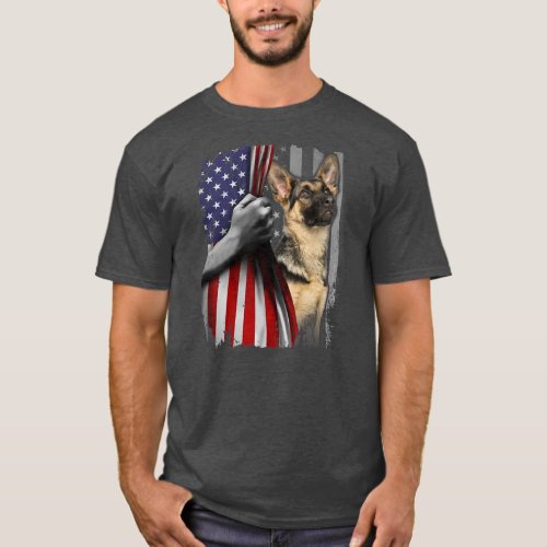 Patriotic German Shepherd American Flag Dog Lover T_Shirt
