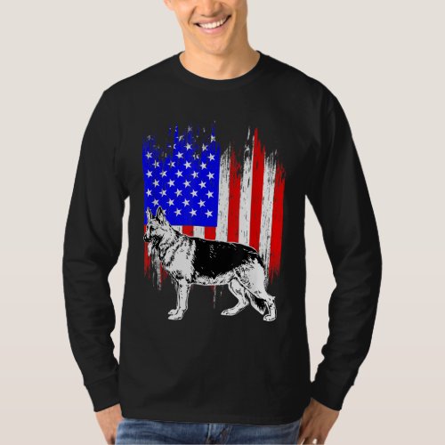 Patriotic German Shepherd AMERICAN FLAG Dog Lover  T_Shirt