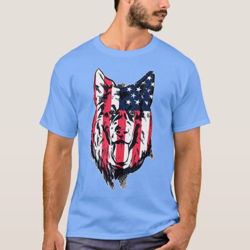 Patriotic German Shepherd American Flag Dog  T_Shirt