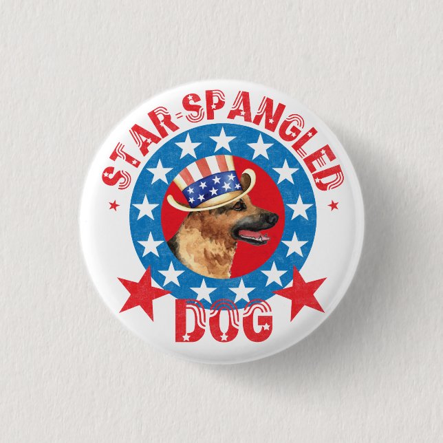 Patriotic German Shepherd Button (Front)