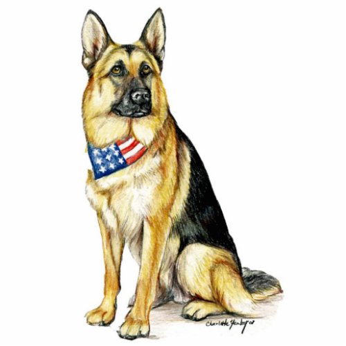 Patriotic German Shepherd Dog Art Key Chain Statuette