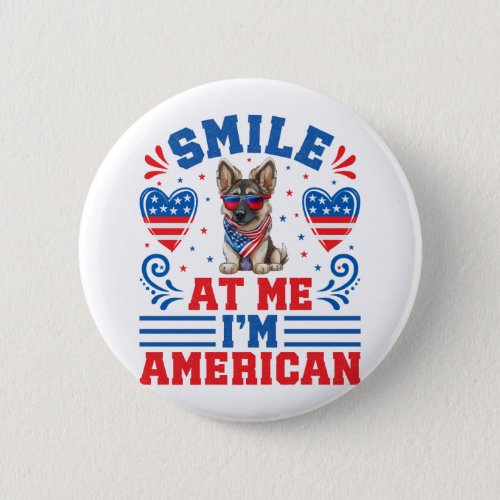 Patriotic German Shepherd Dog for 4th Of July Button