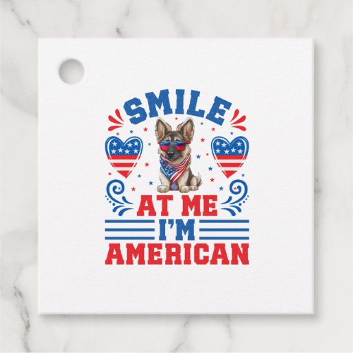 Patriotic German Shepherd Dog for 4th Of July Favor Tags