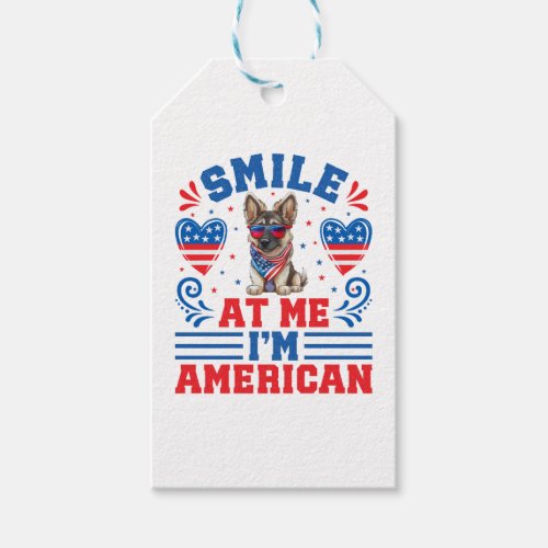 Patriotic German Shepherd Dog for 4th Of July Gift Tags