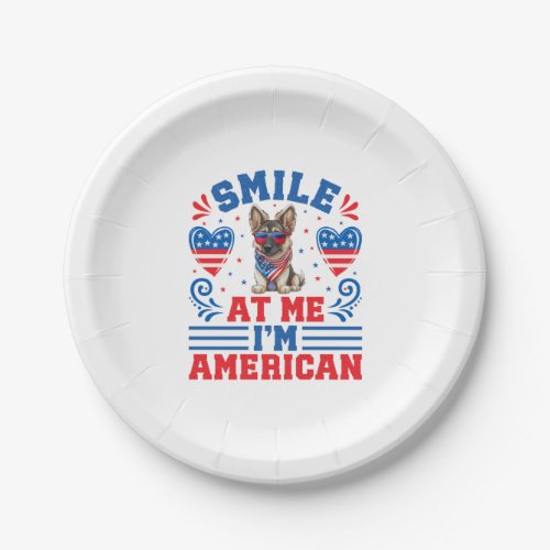 Patriotic German Shepherd Dog for 4th Of July Paper Plates
