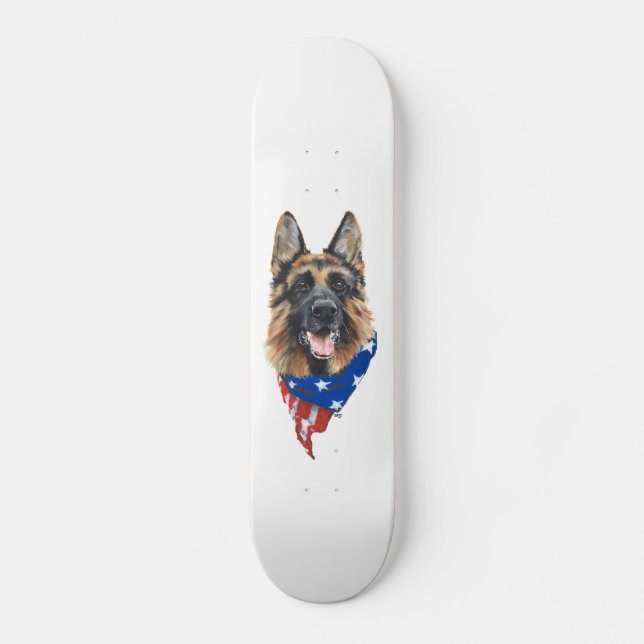 Patriotic German Shepherd Dog Skateboard Deck (Front)