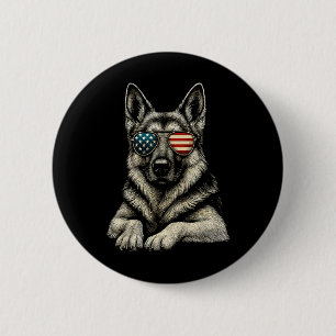 Patriotic German Shepherd Dog Usa Flag Sungles Button