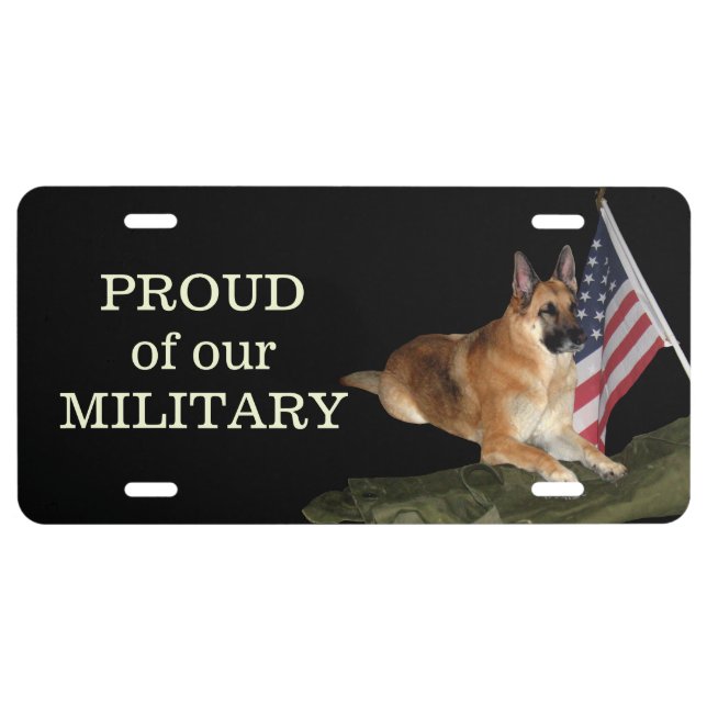 Patriotic German Shepherd Front License Plate (Front)