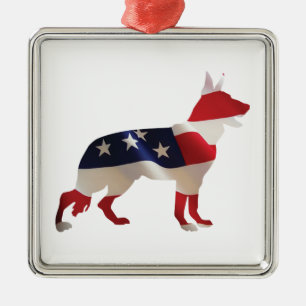 Patriotic German Shepherd Metal Ornament