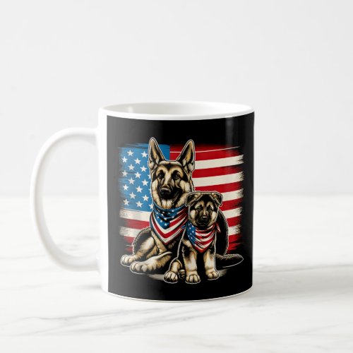 Patriotic German Shepherd Puppy AMERICAN FLAG 4th  Coffee Mug