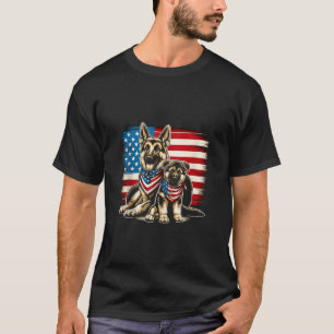 Patriotic German Shepherd Puppy AMERICAN FLAG 4th T-Shirt