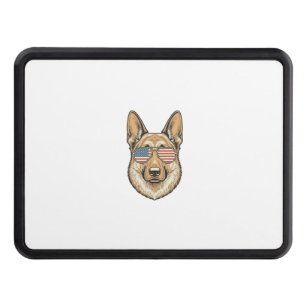 Patriotic German Shepherd Sunglasses Vintage Art_1 Hitch Cover