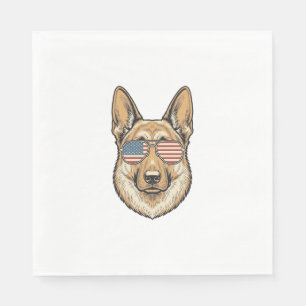 Patriotic German Shepherd Sunglasses Vintage Art_1 Napkins