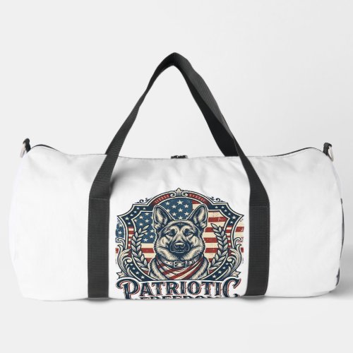 Patriotic German Shepherd Vector Graphic Tee_1 Duffle Bag