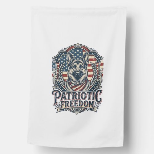 Patriotic German Shepherd Vector Graphic Tee_1 House Flag