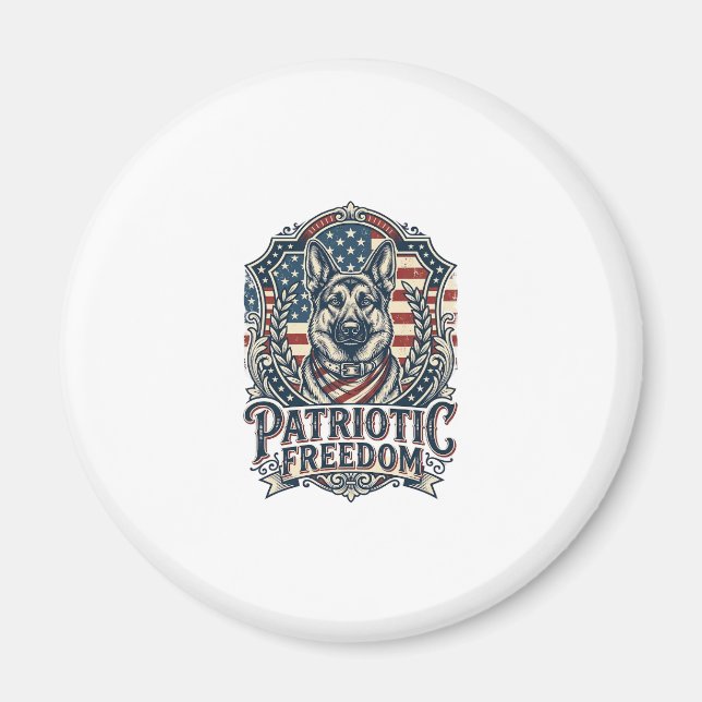 Patriotic German Shepherd Vector Graphic Tee_1 Magnet (Front)