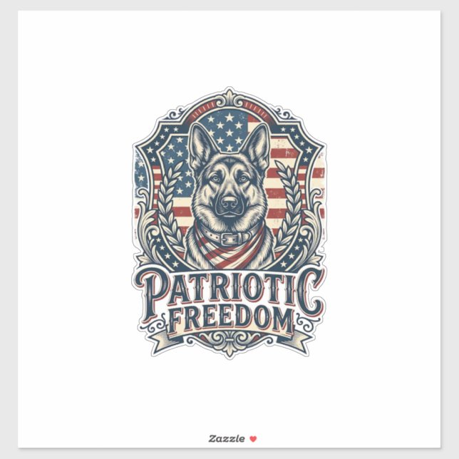 Patriotic German Shepherd Vector Graphic Tee_1 Sticker (Sheet)