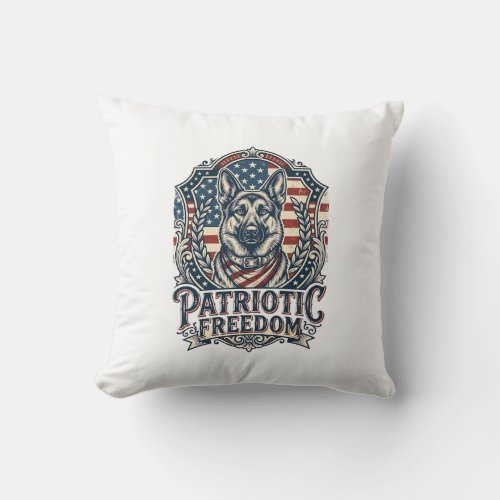 Patriotic German Shepherd Vector Graphic Tee_1 Throw Pillow