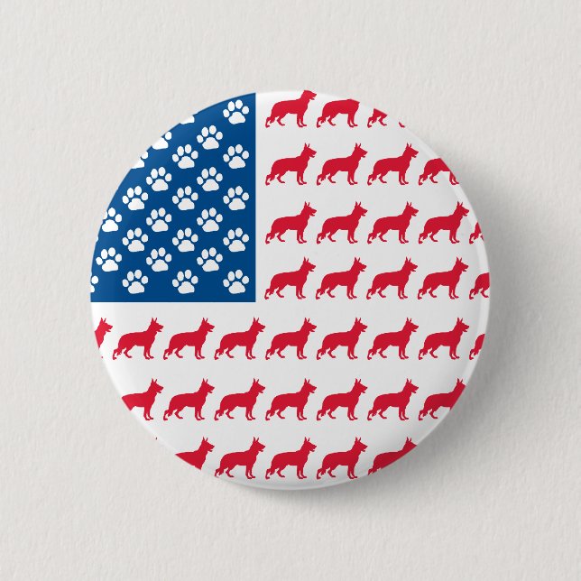 Patriotic German Shepherds Pinback Button (Front)