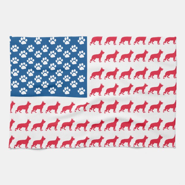 Patriotic German Shepherds Towel (Horizontal)