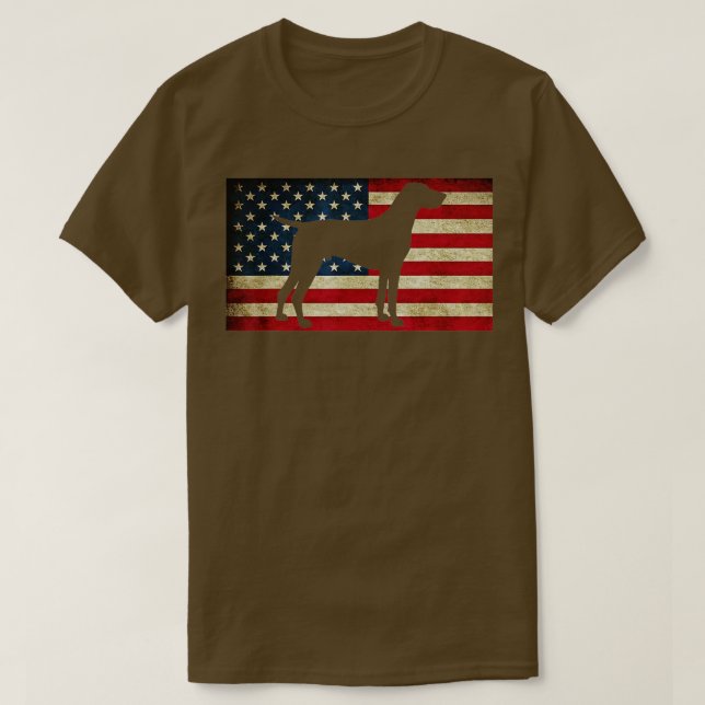 Patriotic German Shorthaired Pointer American Flag T-Shirt (Design Front)