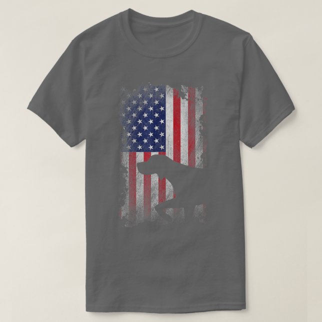 Patriotic German Shorthaired Pointer American Flag T-Shirt (Design Front)