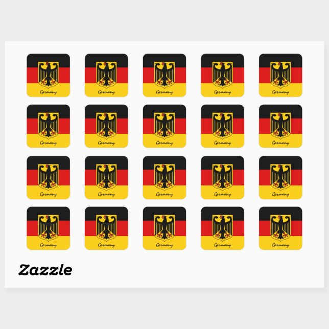 Patriotic Germany & German flag, holiday / sports Square Sticker (Sheet)