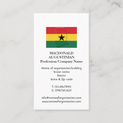 Patriotic  GHANA FLAG  Photo Business Card