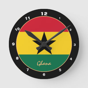 Patriotic Ghanaian Flag, Ghana trendy Home /design Round Clock